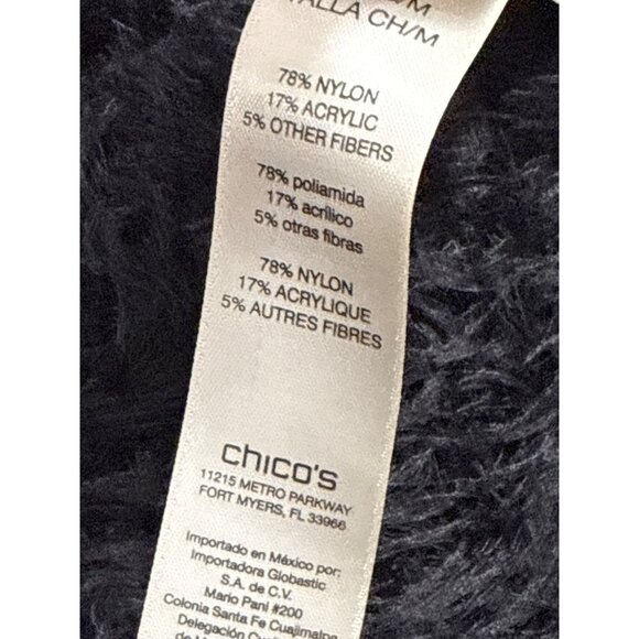 Chicos Black Fuzzy Open Front Ves Womens Knit Layer Size S/M - Picture 5 of 6